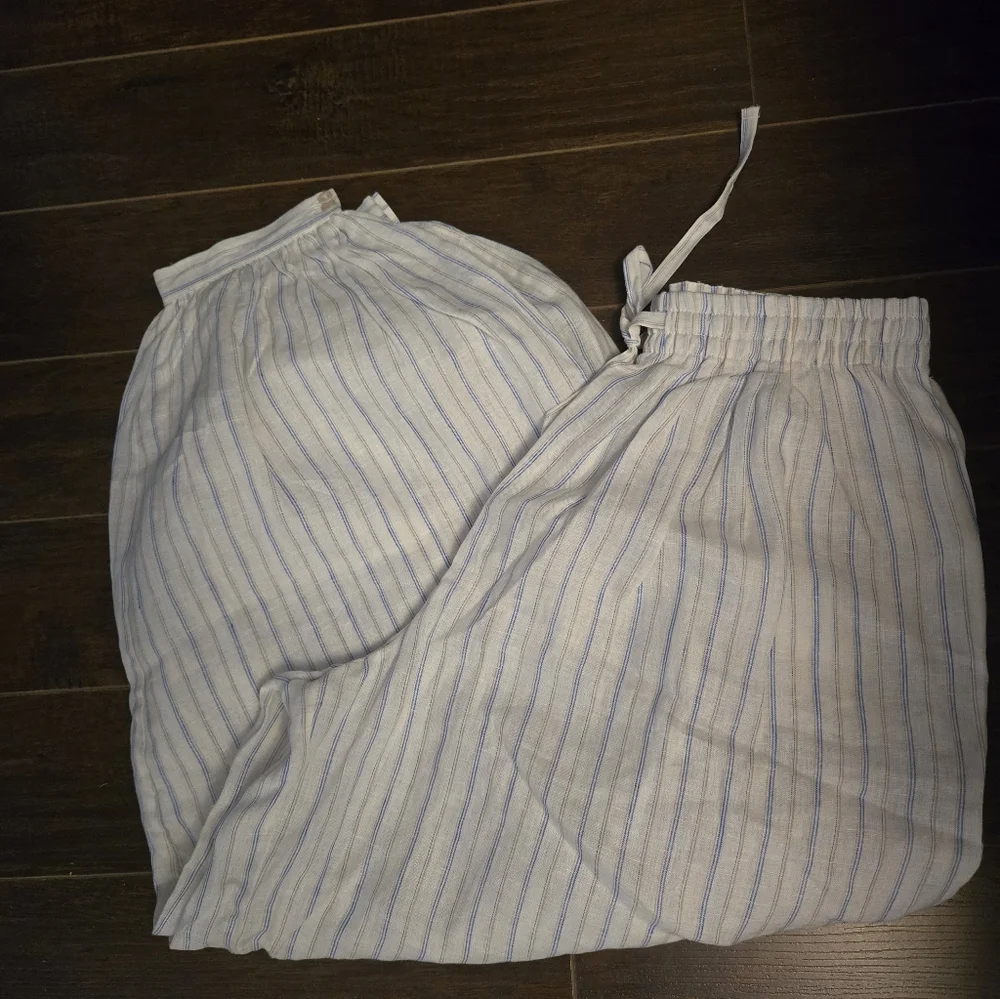Zara Striped Balloon Pants Linen Fabric Size M-L - Picture 9 of 10